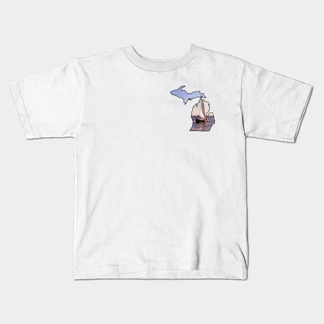 Michigan Sailboat Kids T-Shirt by MissOstrich